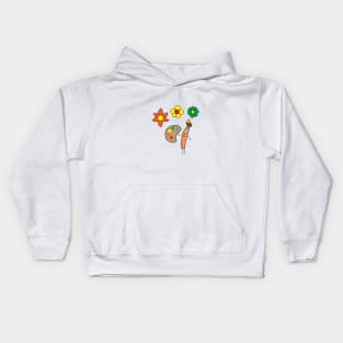 funny art brush drawing flowers Kids Hoodie